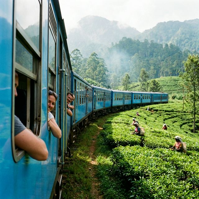 Train through tea plantations